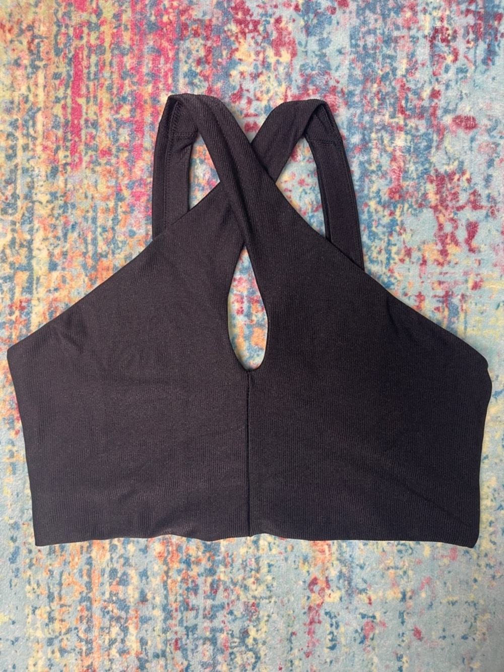 Target Black Ribbed Cross-Back Crop Top or sports bra